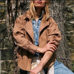 Free People Remi Cord Shirt Jacket Dolman Sleeve Gray Size M